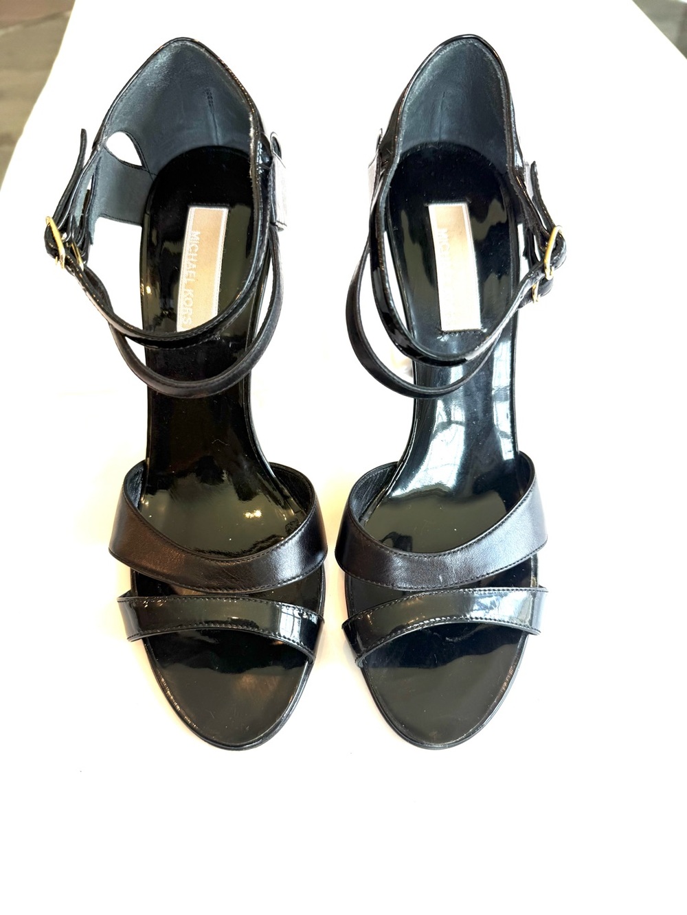 Michael Kors Black Patent Leather Ankle-Strap Sandals Size 8